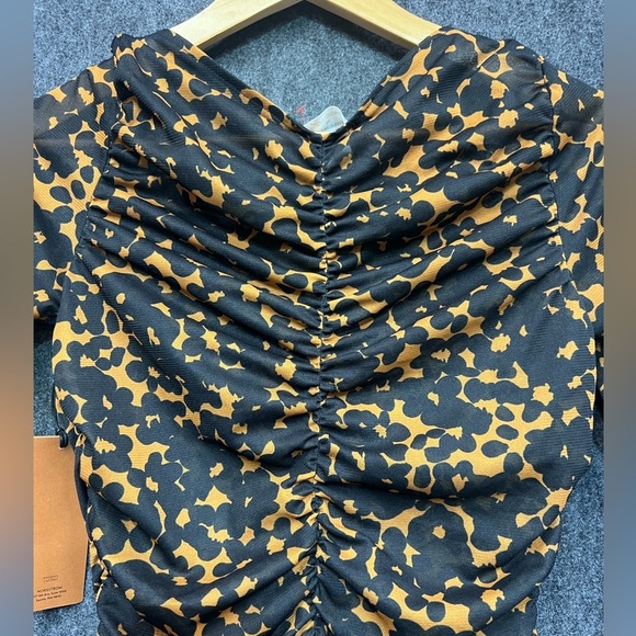CRISTINA MARTINEZ/Nordstrom Ruched Print Top In Brown Bloom Smudge Size Medium - Picture 14 of 16